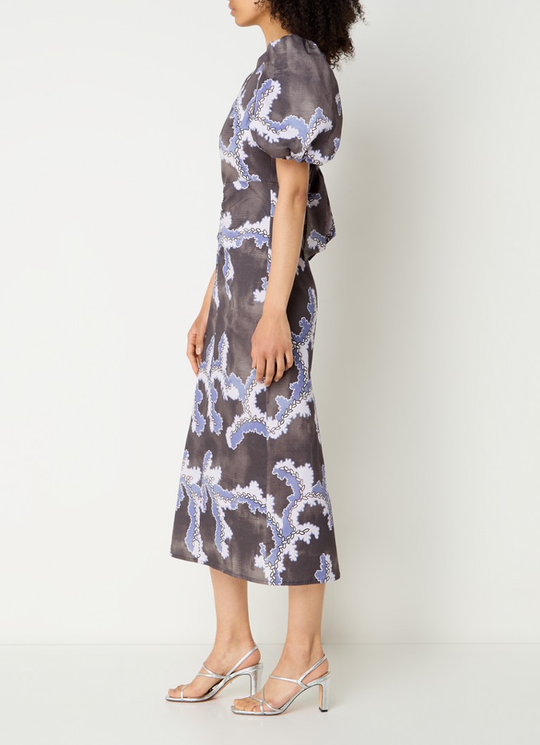 Laagam  Provence midi tuniekjurk met bloemenprint en rugdecolleté