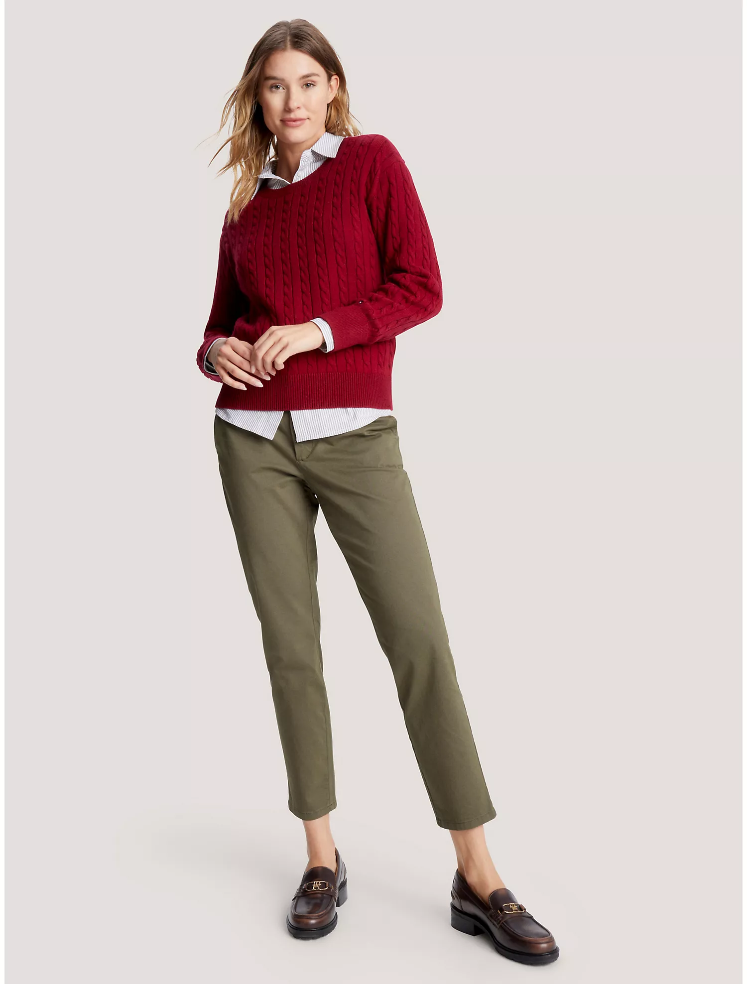 Relaxed Fit Cable Knit Sweater