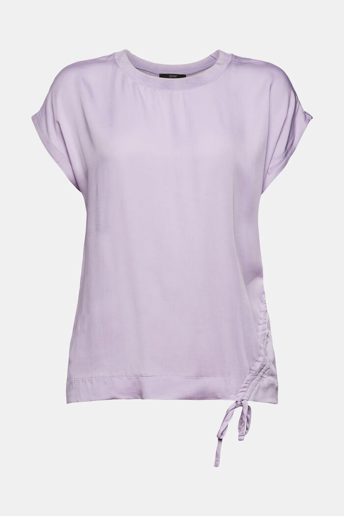 Material-Mix-Shirt mit seitlichem Kordelzug