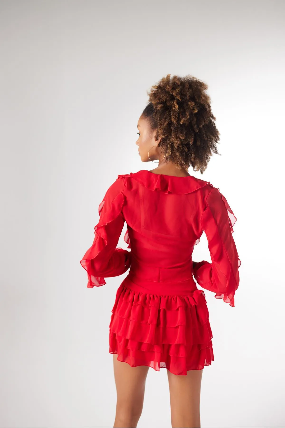 HOLLY LOLLY  Taillengebundener Mini-Elsa-Rock mit Volant, Rot