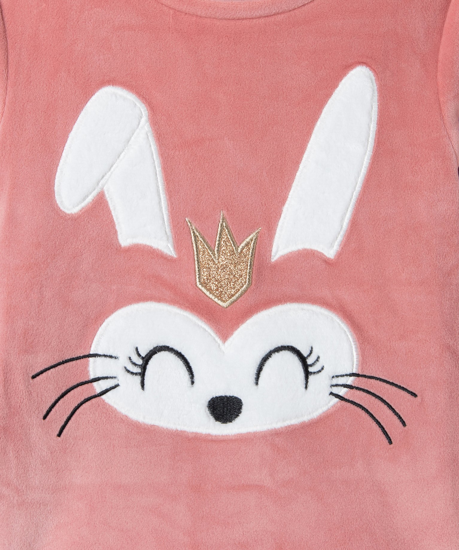 Pyjama fille en velours intérieur peluche imprimé lapin rose | GEMO