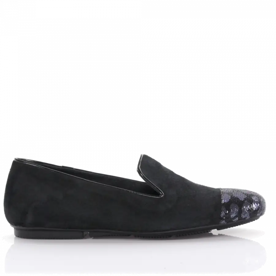 Hogan - Loafer Kalbsleder Pailletten Veloursleder Leo Print Pailletten schwarz - schwarz
