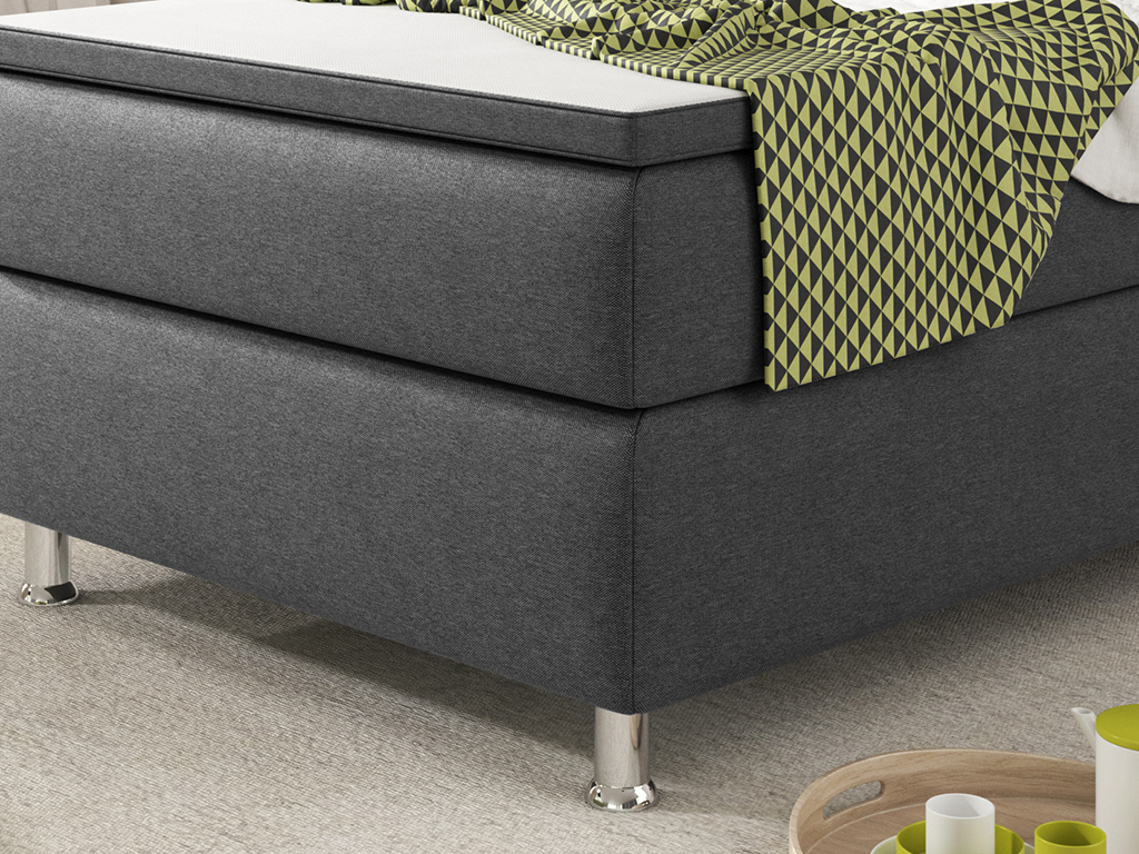 IHG Boxspringbett Köln 90x200 Webstoff Anthrazit