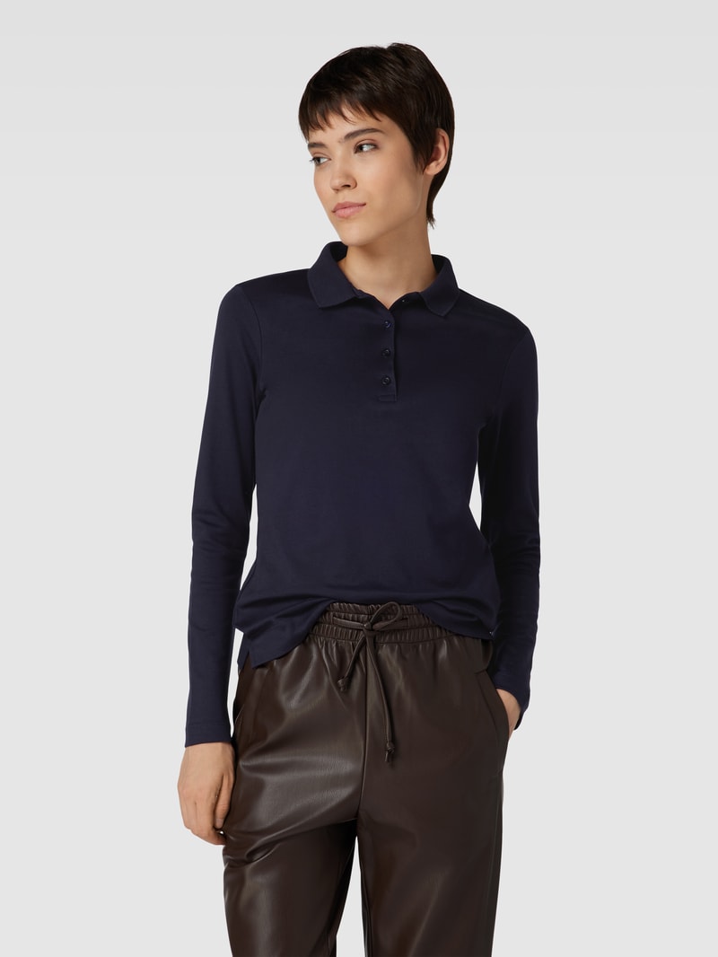 Longsleeve mit Polokragen in dunkelblau