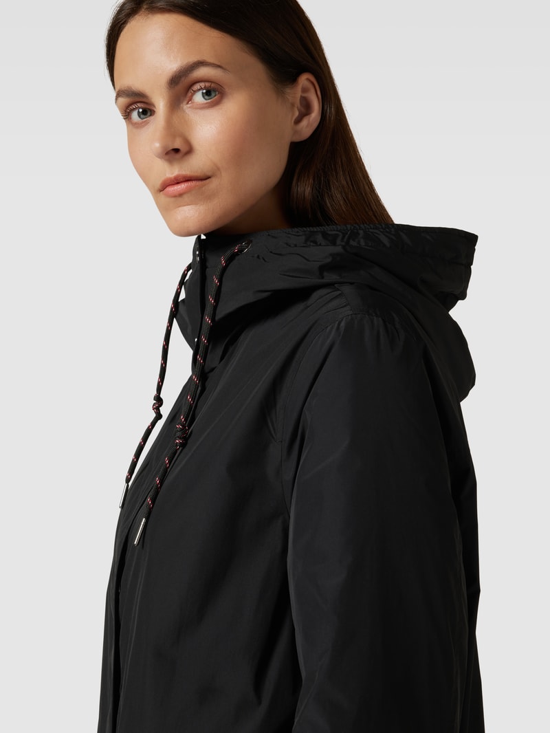 Parka mit Kapuze und seitlichen Reißverschlusstaschen in schwarz