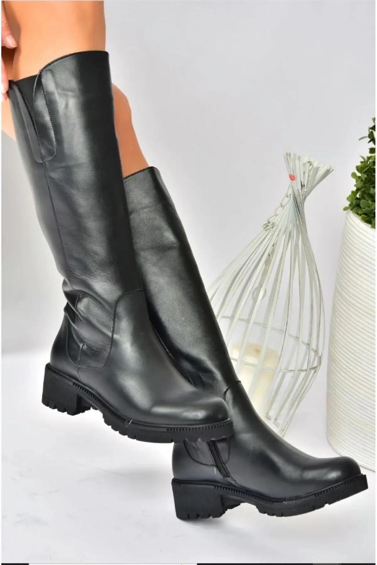 Fox Shoes  Schwarze lässige Damenstiefel aus echtem Leder N654226103