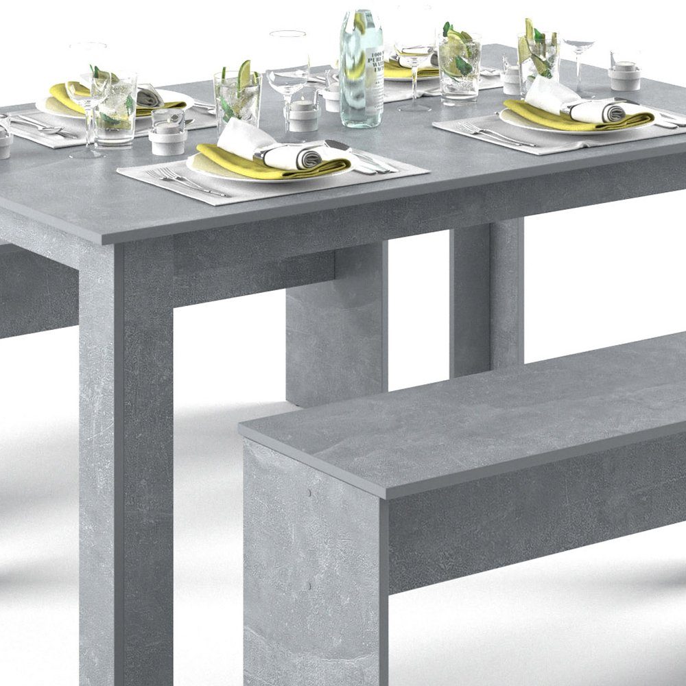 Vicco Essgruppe Tischgruppe Sitzgruppe SENTIO Beton, (Set, 3-tlg., 3-er Set), platzsparend