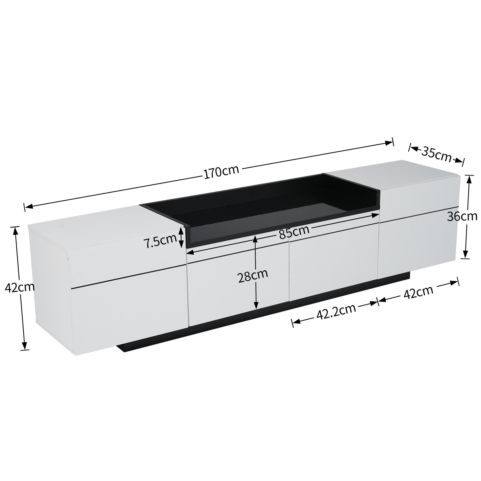 OKWISH TV-Schrank Lowboard (Fernsehtsich, mit verstellbaren Einlegeböden) TV-Schrank, Fernsehtsich, mit 2 Scharniertüren und 1 Schublade