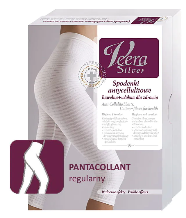 „Veera“ sidabriniai anticeliulitiniai šortai, „Pantacollant“ stiliaus, įprasto juosmens dydžio