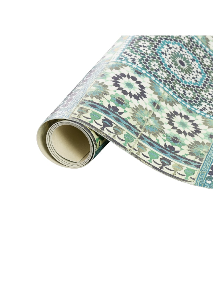 Pergamon Vinyl Teppich Küchenläufer Evora Mosaik in Türkis günstig kaufen