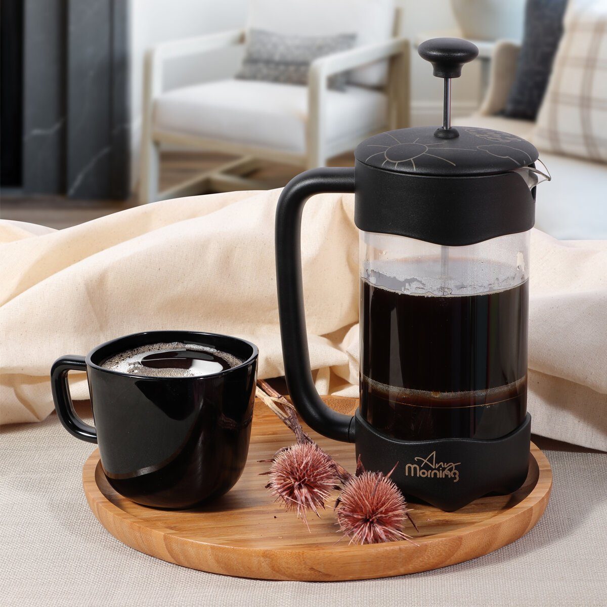 ANY MORNING French Press Kanne Any Morning FY92 French Press Kaffeebereiter, 350 Ml, Schwarz