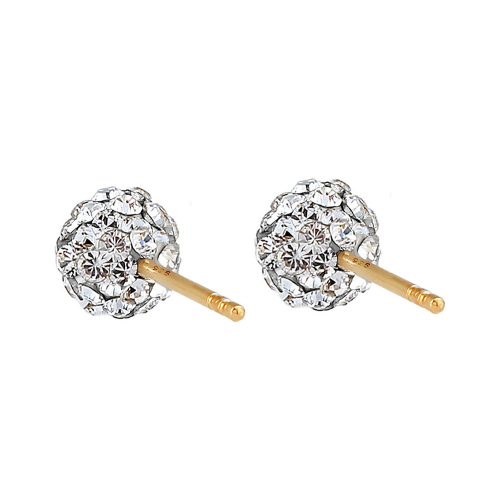 Elli Elli Boucles d'Oreilles Femmes Clous d'oreilles Boule Élégant avec Cristaux en Ar Boucles d'oreilles
