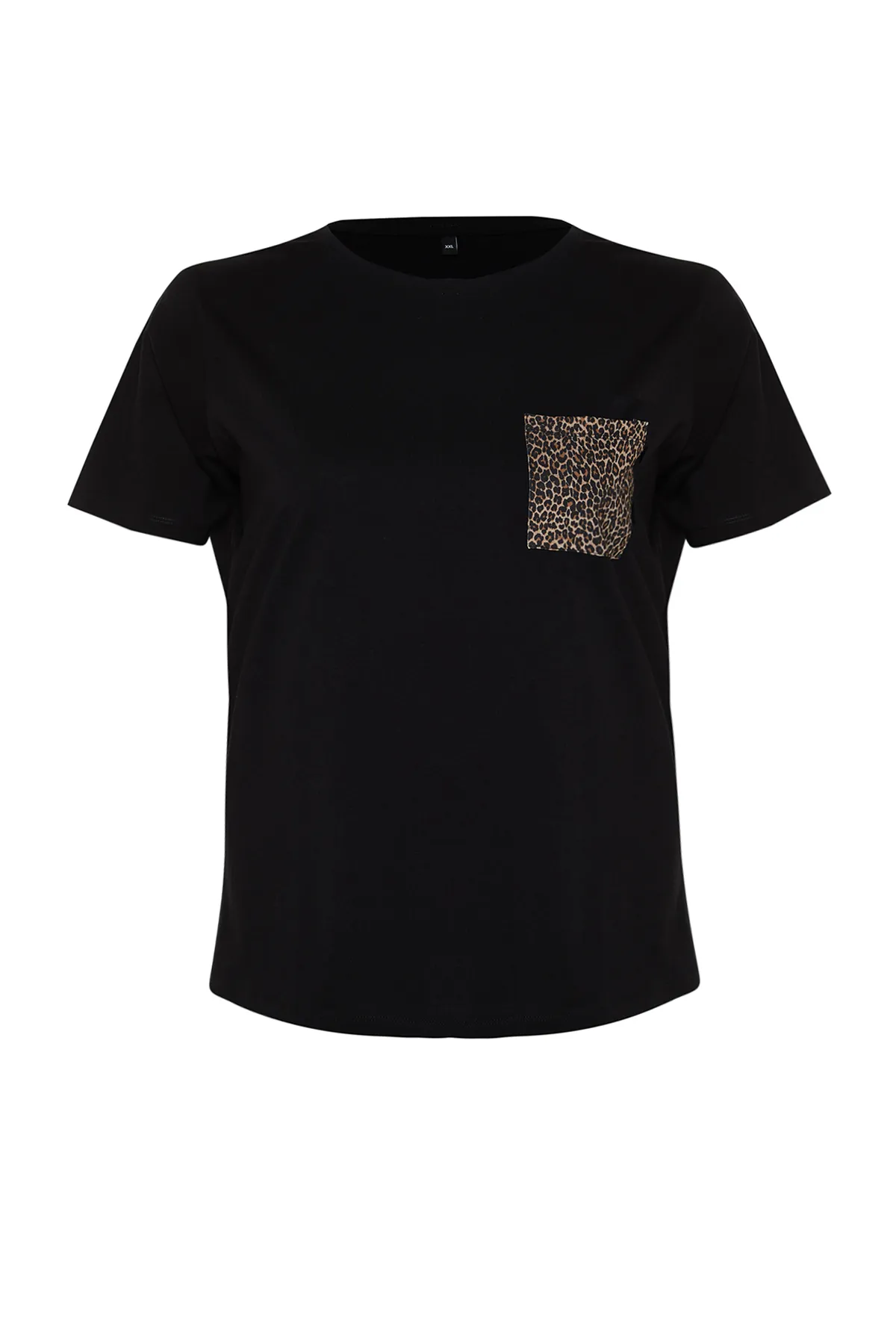 Trendyol Curve  Schwarzes Oversize-Strick-T-Shirt mit Animal-Print TBBSS24BF00059