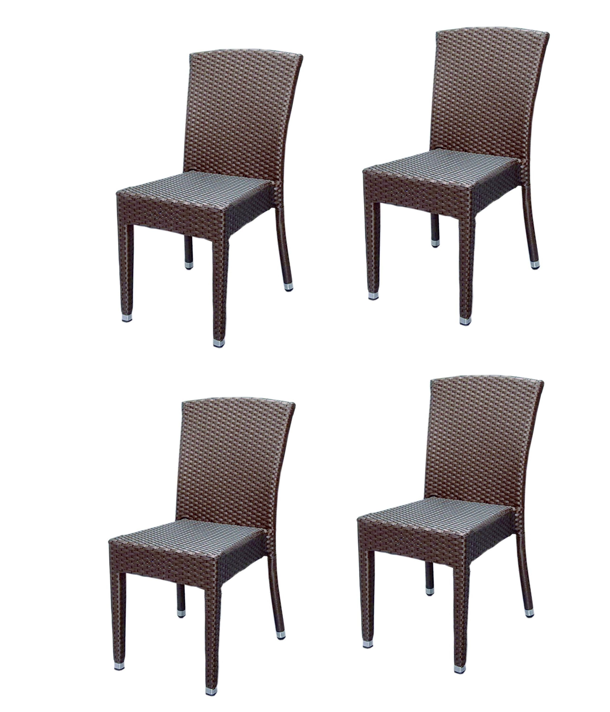 Konway Stapelstuhl MAUI (4 St), 4x KONWAY® MAUI Stapelstuhl Mokka Polyrattan Sessel stapelbar