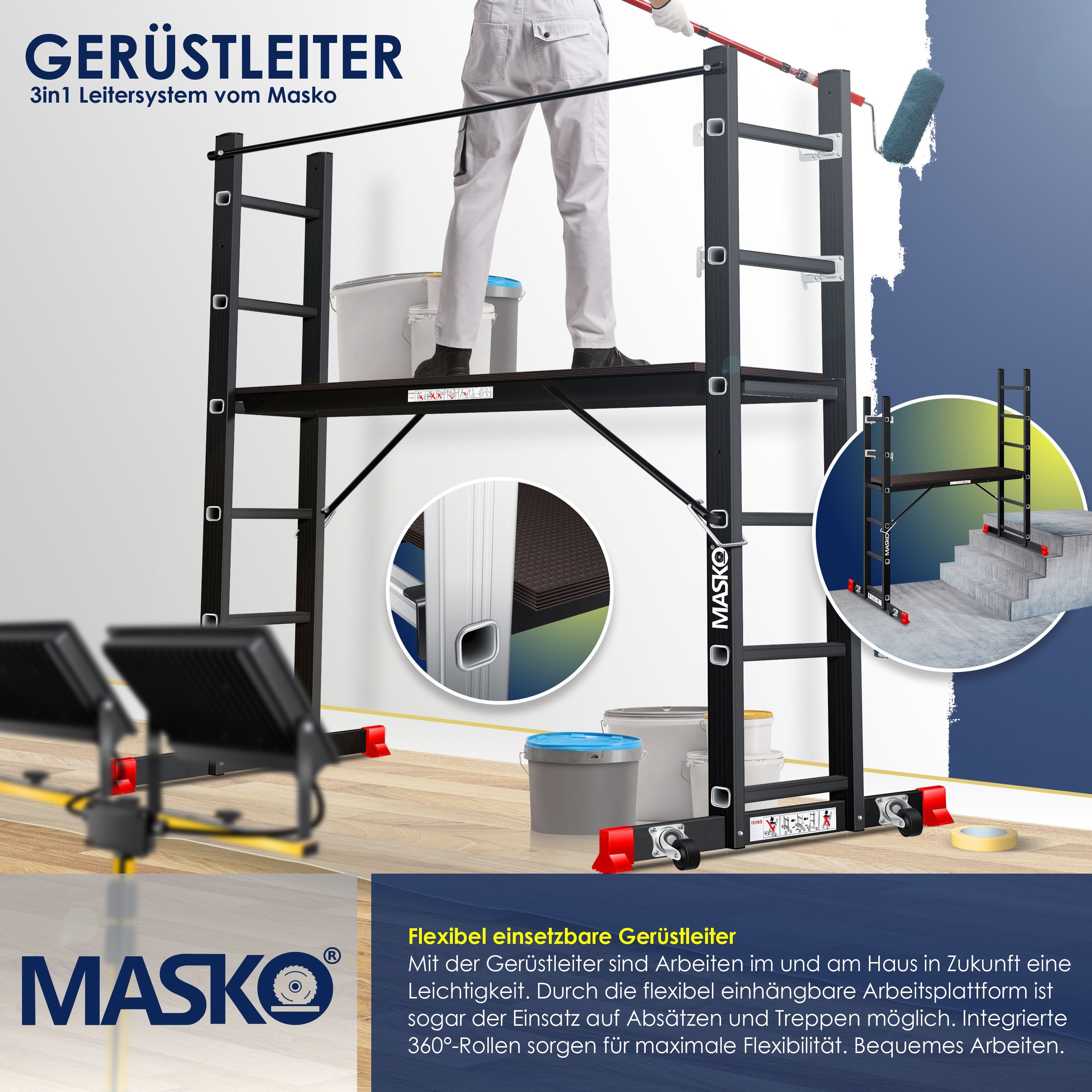 MASKO Gerüst, Baugerüst Alugerüst Gerüst Alu Leiter Arbeitsgerüst