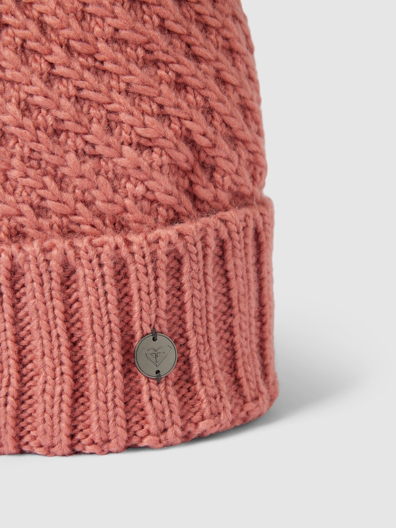 Mütze in Strick-Optik in rosa meliert