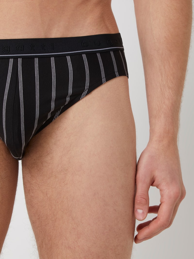 Slip mit Stretch-Anteil im 2er-Pack in schwarz