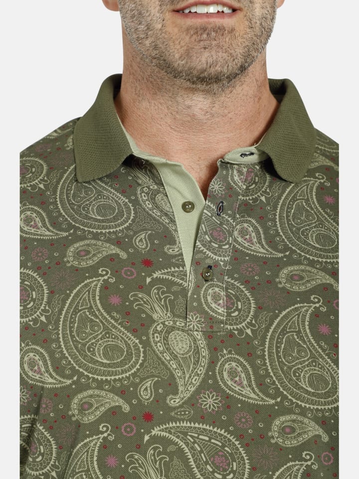 Charles Colby Poloshirt EARL SUITBERT in khaki gemustert günstig kaufen