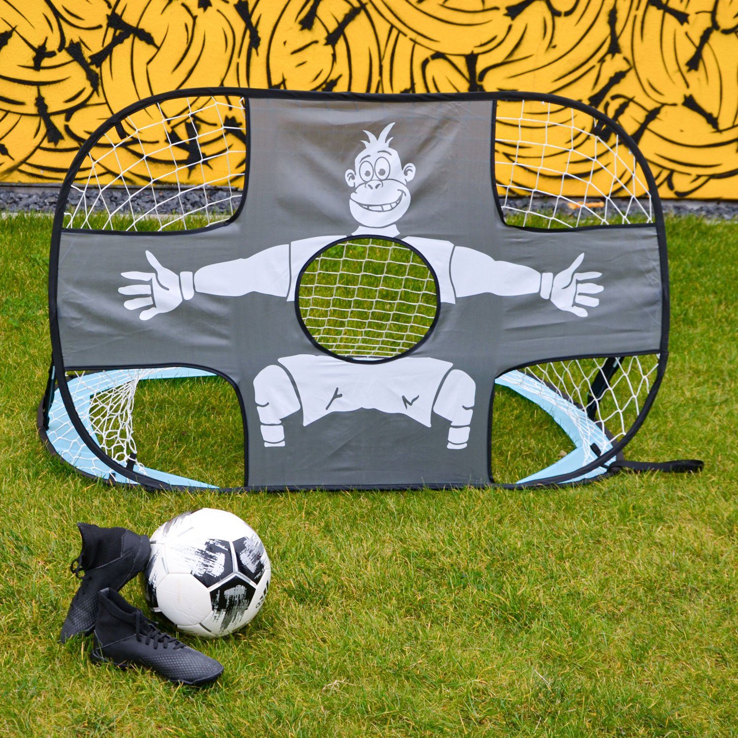 LittleTom Fitnessmatte 2-in-1 Fussballtor mit Torwand für Kinder 125x80cm (1-St), Pop-Up Fußballtor Faltbar