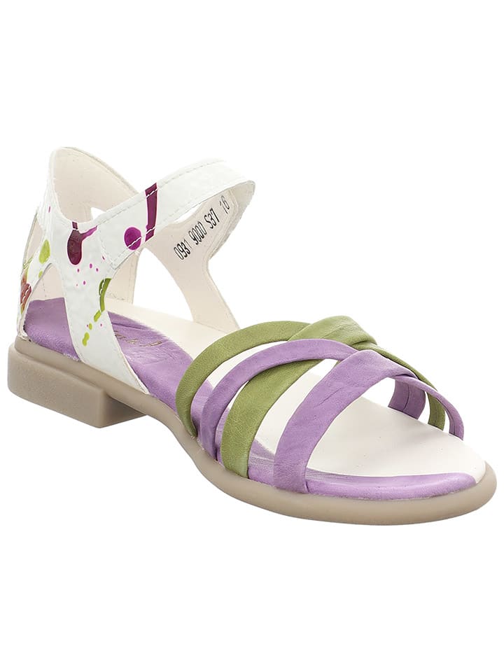 Think! Leder-Sandalen in Khaki/ Weiß/ Lila günstig kaufen