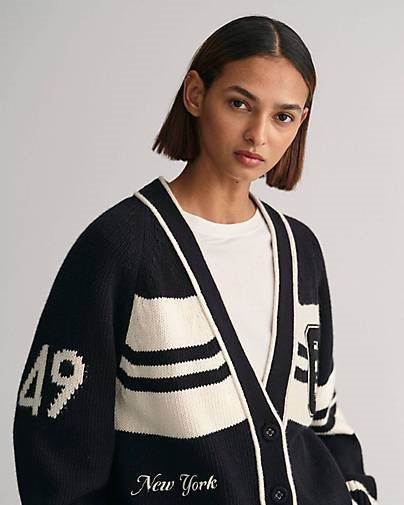 GANT Damen Strickjacke VARSITY V-NECK CARDIGAN
