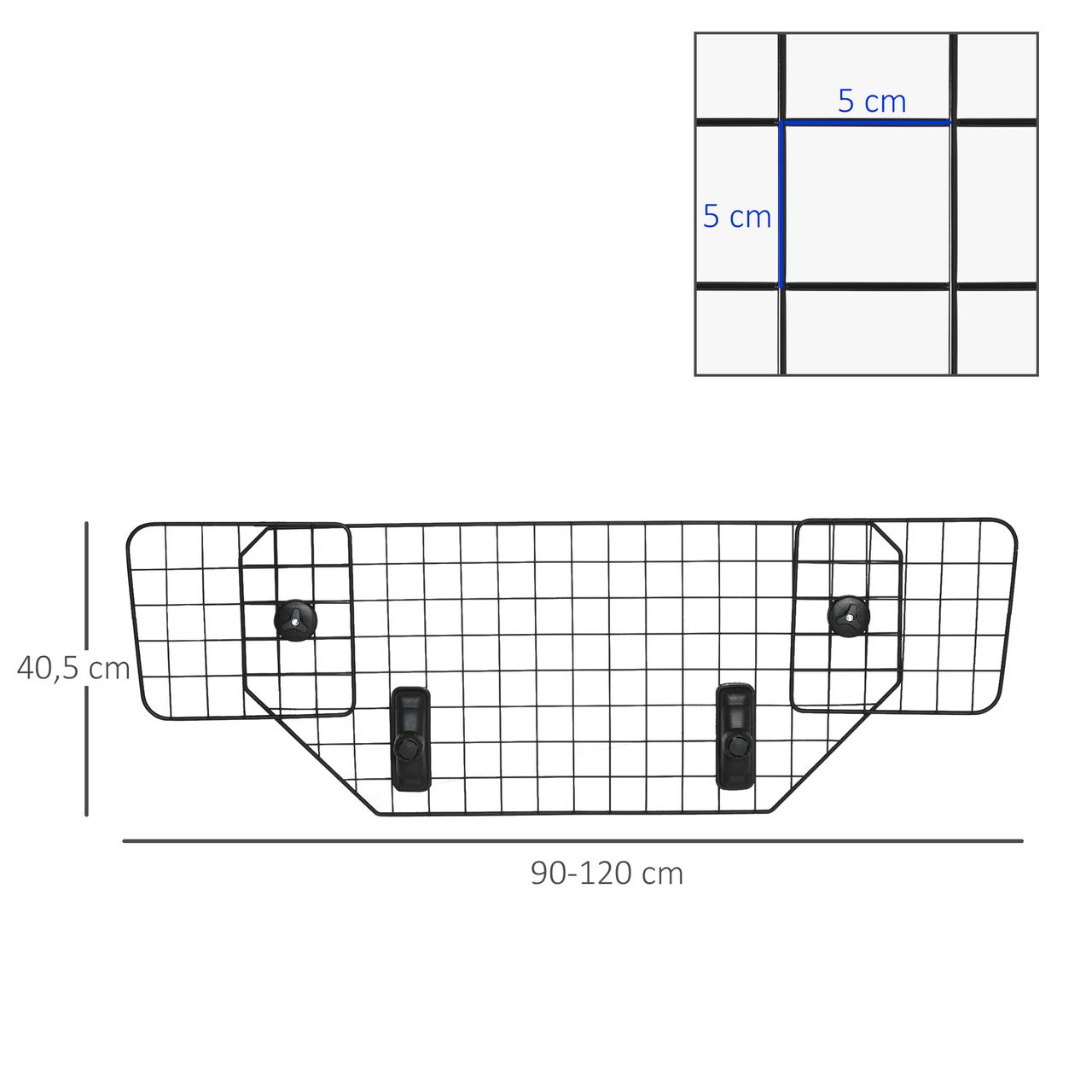 PawHut Hundeschutzgitter Auto Universal Kofferraumgitter verstellbar Trenngitter Metall schwarz (90-120) x 40,5 cm