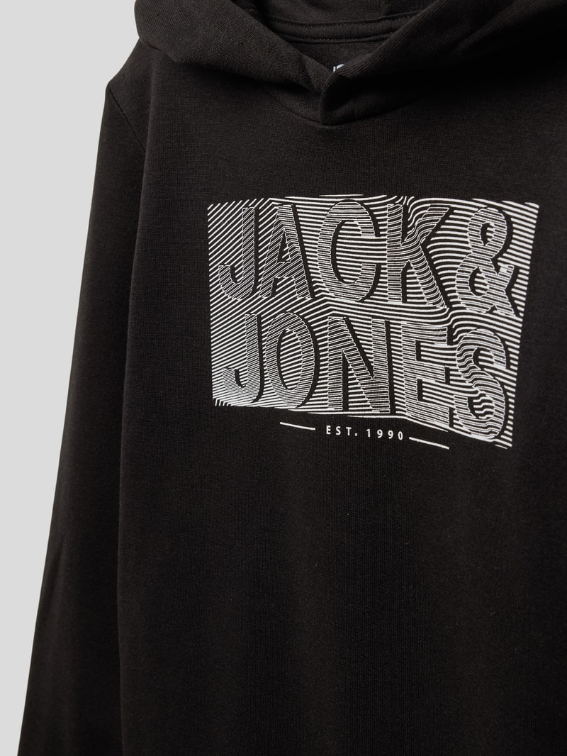 Hoodie mit Label-Print in schwarz