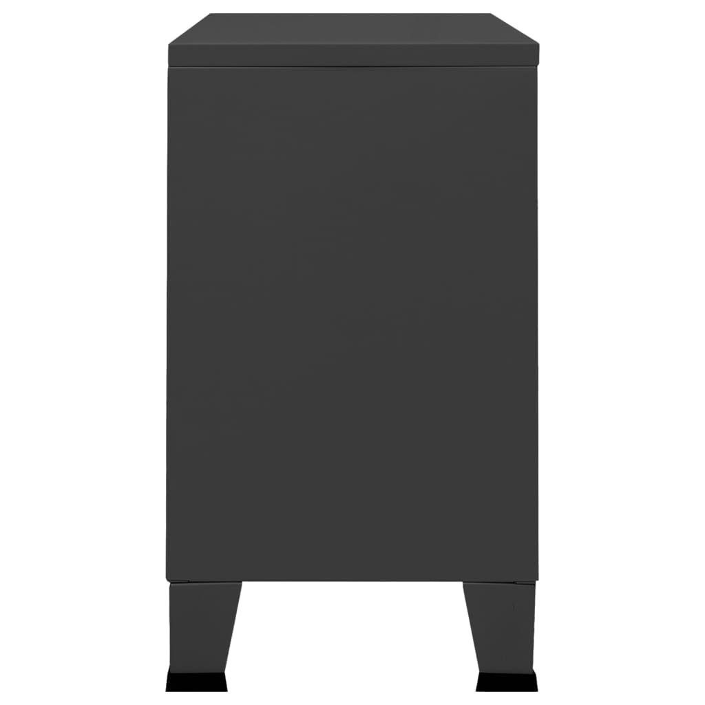 vidaXL Sideboard Industrial Sideboard Anthrazit 105x35x62 cm Metall und Glas (1 St)