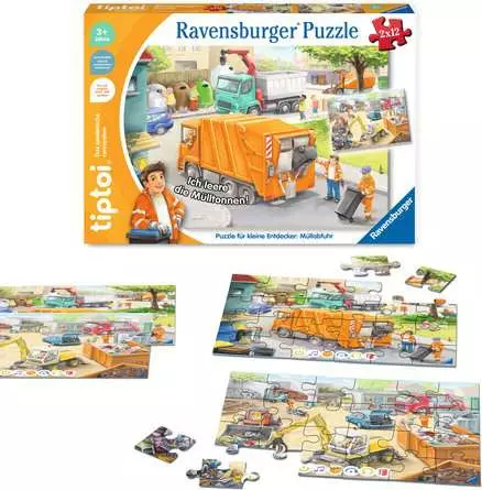 Kinderpuzzle ab 3 Jahren - tiptoi® Puzzle für kleine Entdecker: Müllabfuhr - 12 Teile