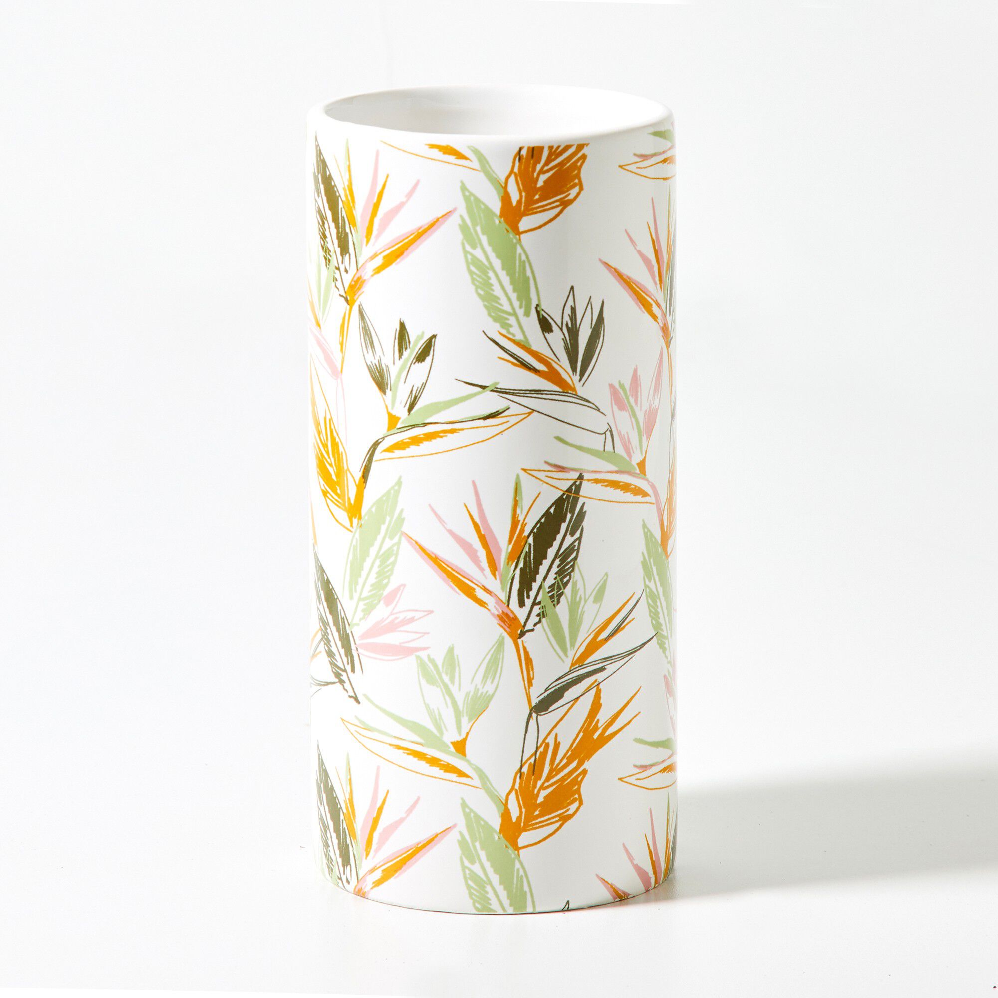 Vase cylindrique imprimé végétal