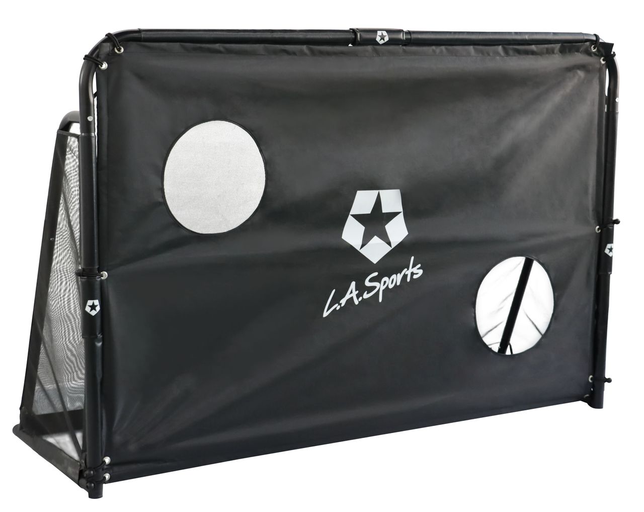 L.A. Sports 2-in-1 Torschusswand Soccer Goal Champion Fußball-Tor mit Netz & Torwand