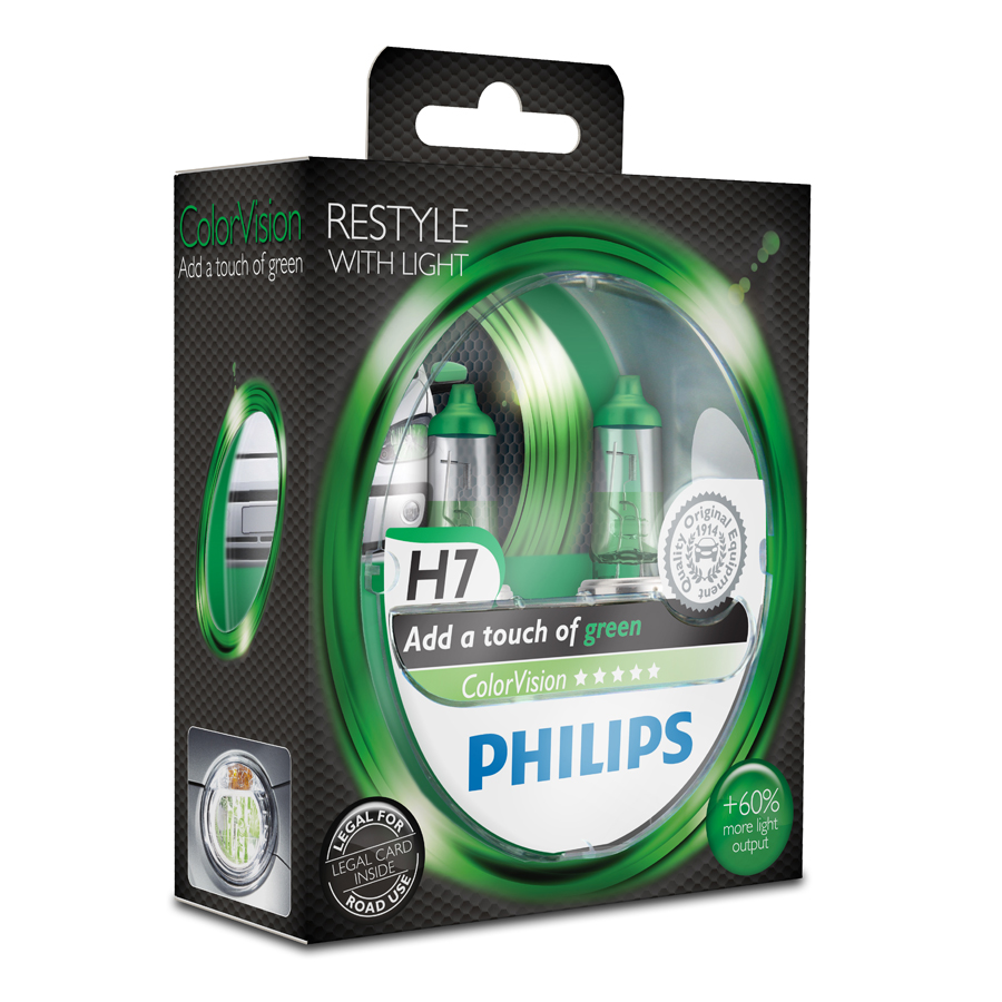 Philips ColorVision H4 +60% Glühlampe in grün, 2 Stück - ATU