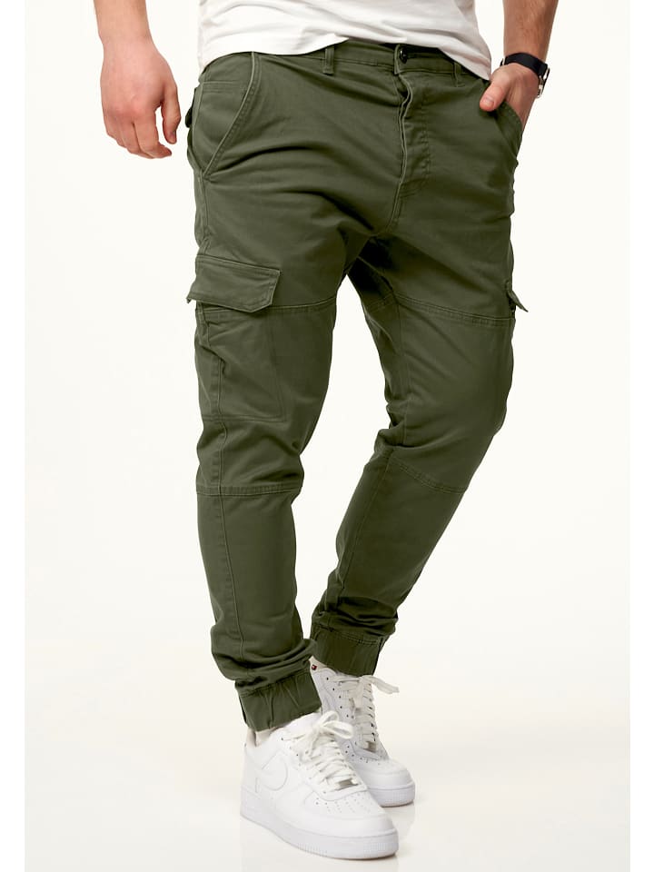 DAILY COTTON Cargohose - mit elastischen Beinbündchen Jogger-Hose Jeans in Khaki günstig kaufen