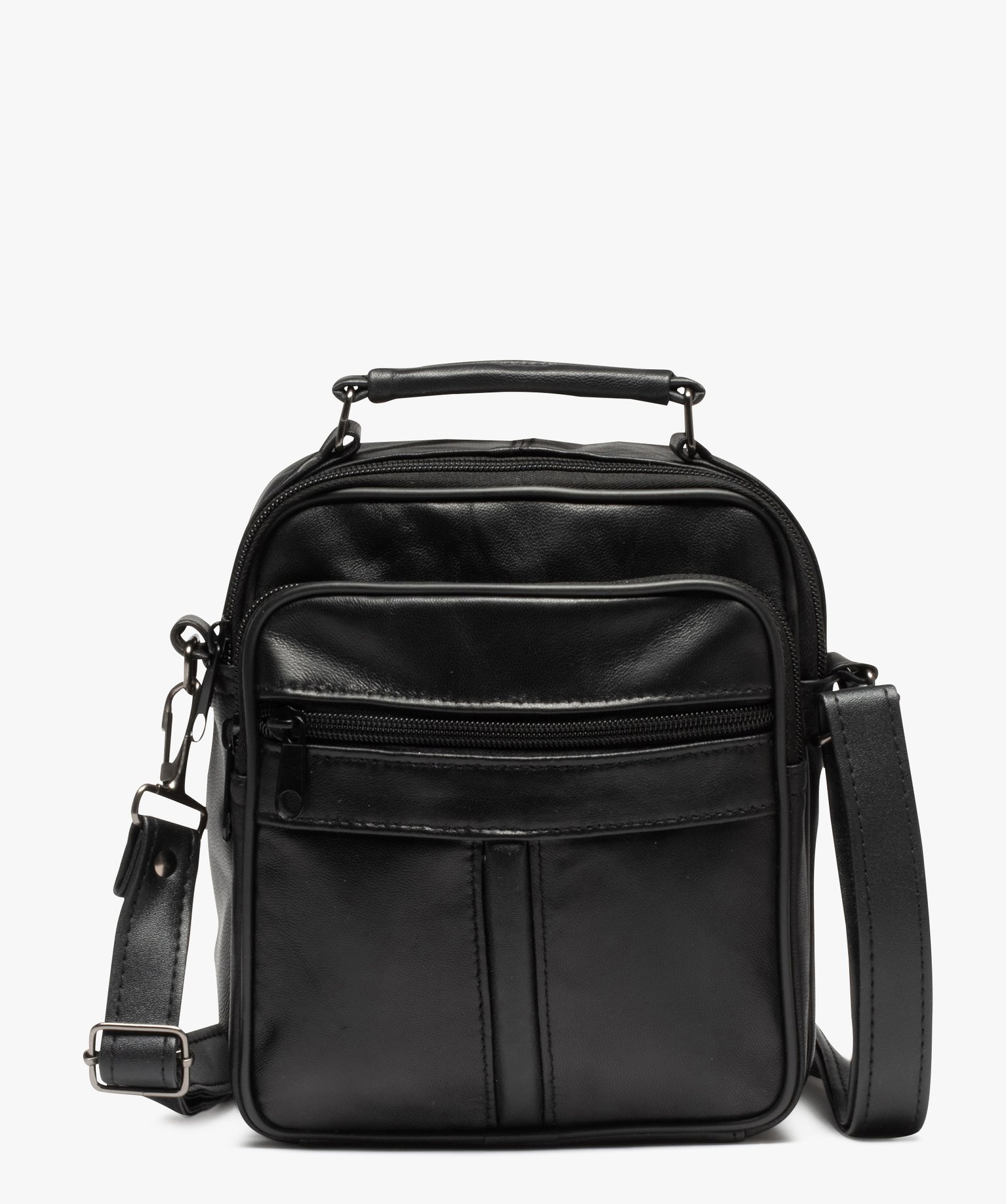 Sacoche en cuir avec bandoulière amovible homme noir | GEMO