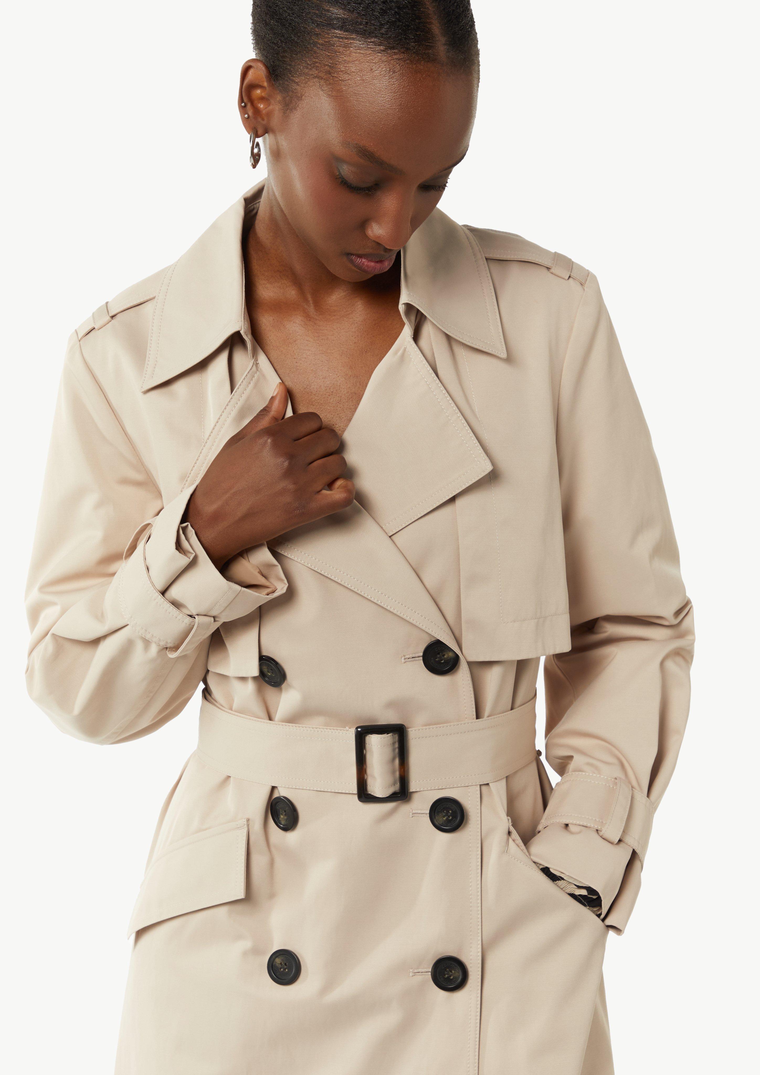Langer Trenchcoat aus Baumwollmix - beige