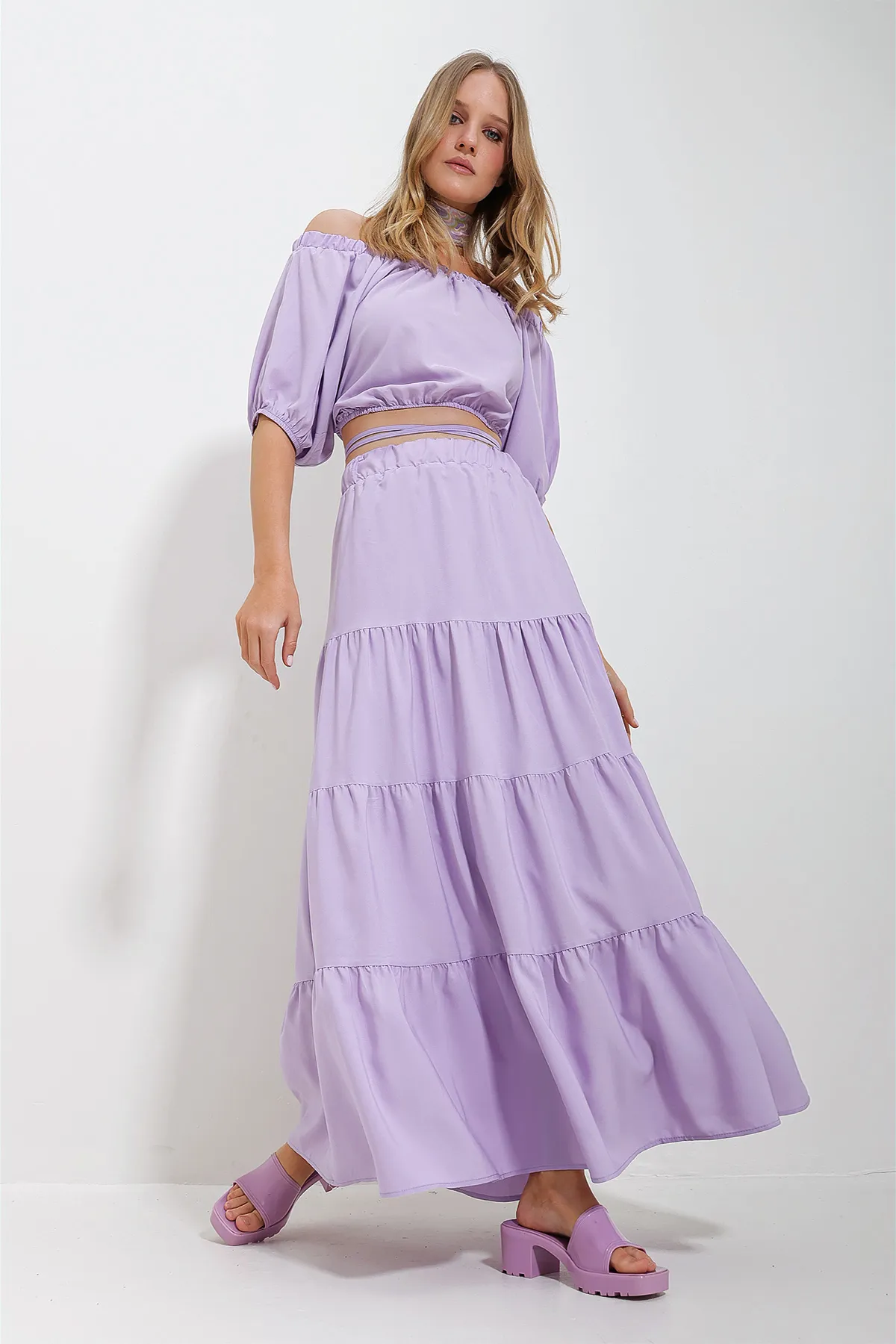 Trend Alaçatı Stili  Zweiteiler - Lila - Regular Fit