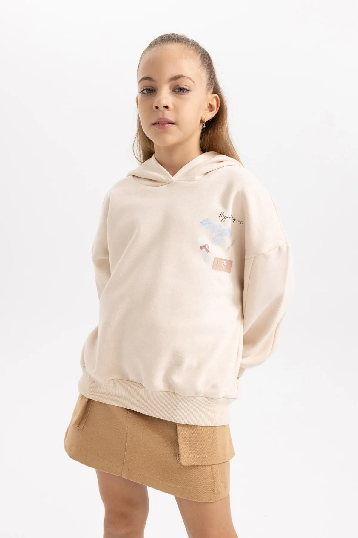 DeFacto  Mädchen Harry Potter Oversized Kapuzenpullover mit weichem Fell und dicker Kapuze B0422a823wn