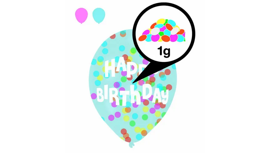 Amscan -  6 Latex Balloons Droplets Happy Birthday 1C Confetti Filled assorted Paper 27.5 cm