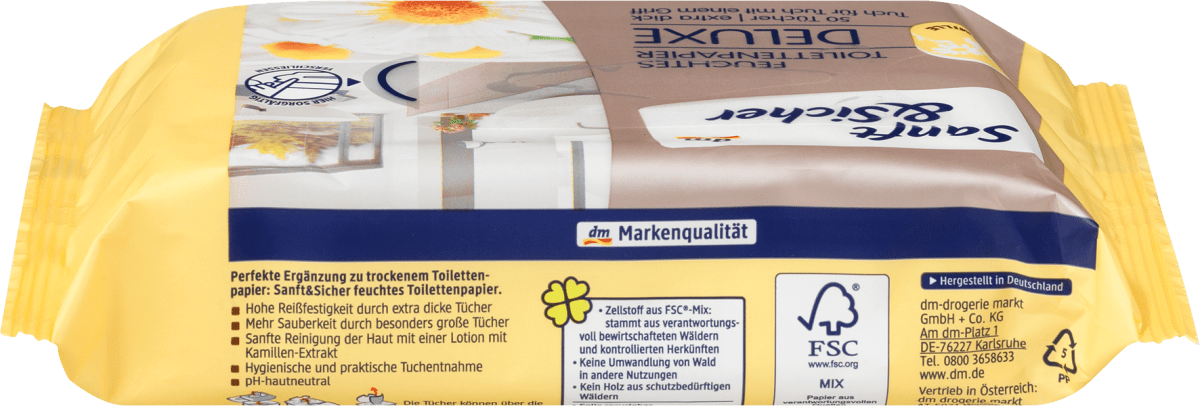 Feuchtes Toilettenpapier Deluxe Kamille, 50 St