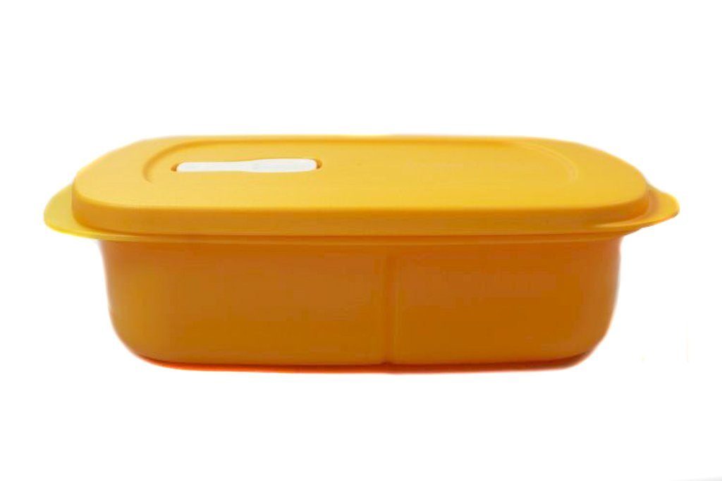 TUPPERWARE Mikrowellenbehälter CrystalWave 1 L orange mit Abtrennung + SPÜLTUCH