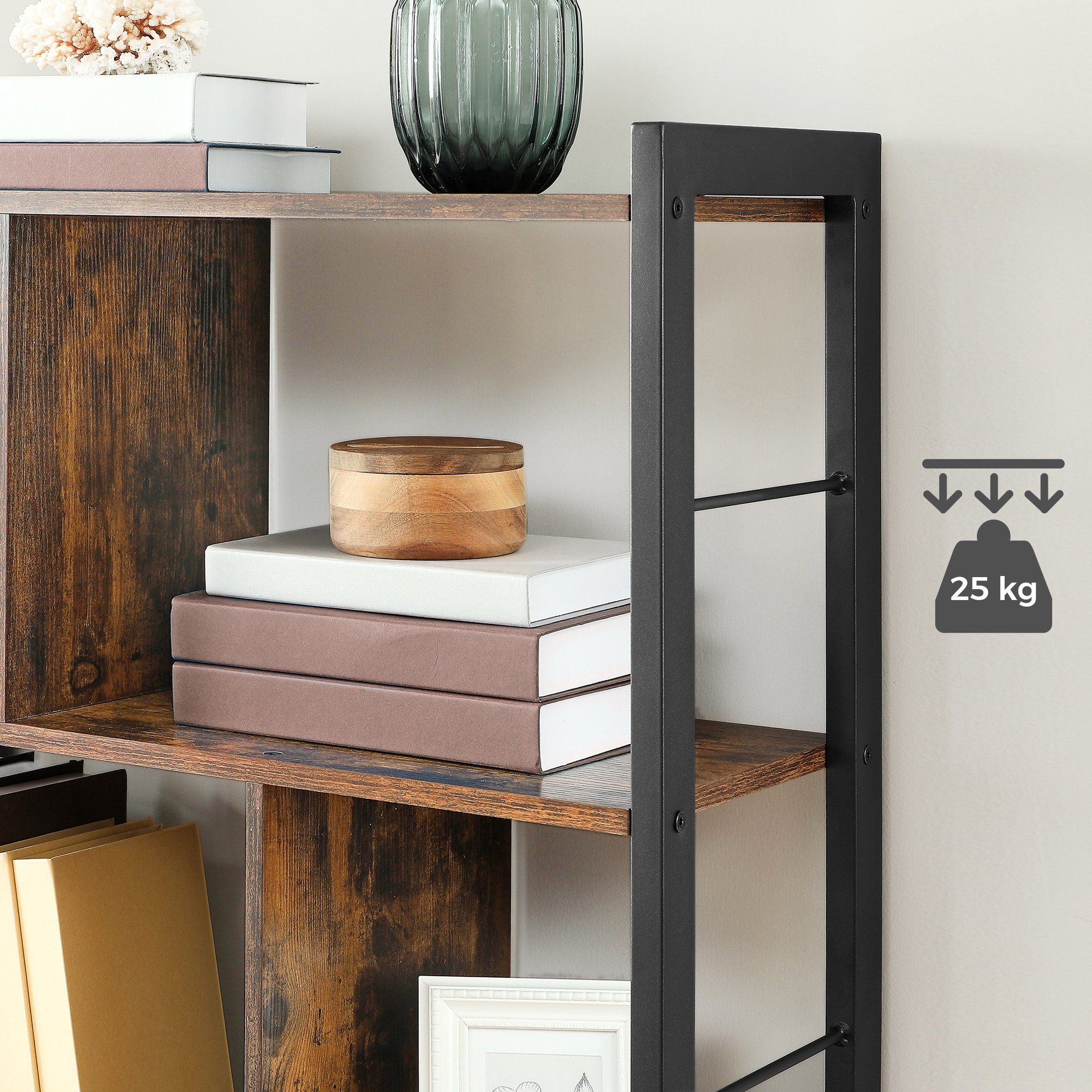 VASAGLE Bücherregal Standregal, Metallgestell, Arbeitszimmer