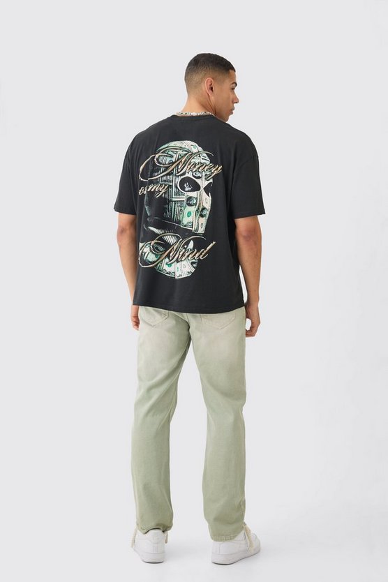 Oversize T-Shirt mit Money Mask Print
