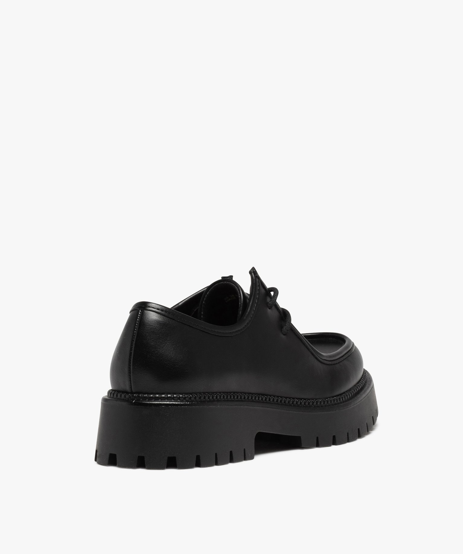 Derbies femme unis à semelle épaisse et crantée noir | GEMO