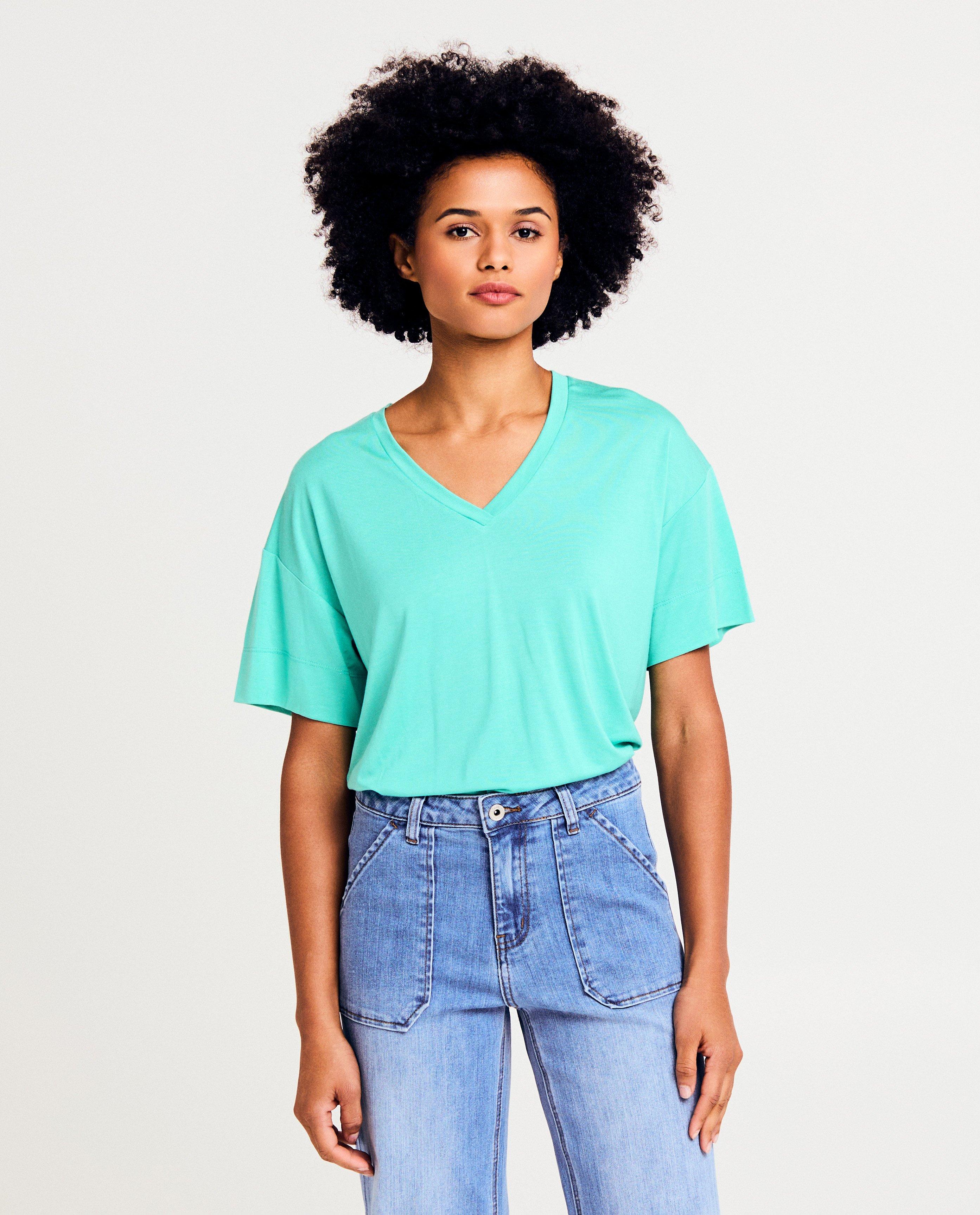 Tricou Sora cu cusături decorative albastre