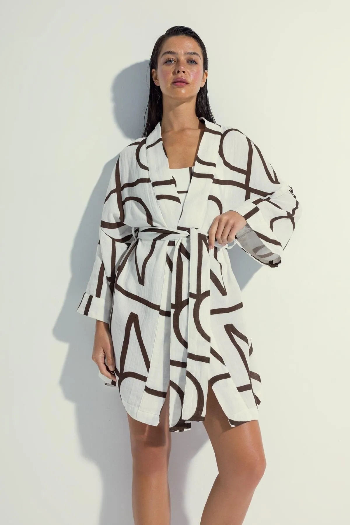 DeFacto  Nefes Istanbul X Gemusterter Strand-Kimono aus 100 % Baumwolle A4149ax23hs