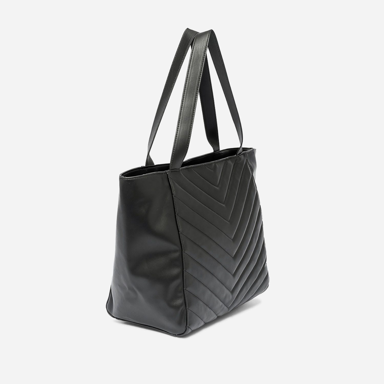 Sac cabas TEXTO noir matelassé chevrons