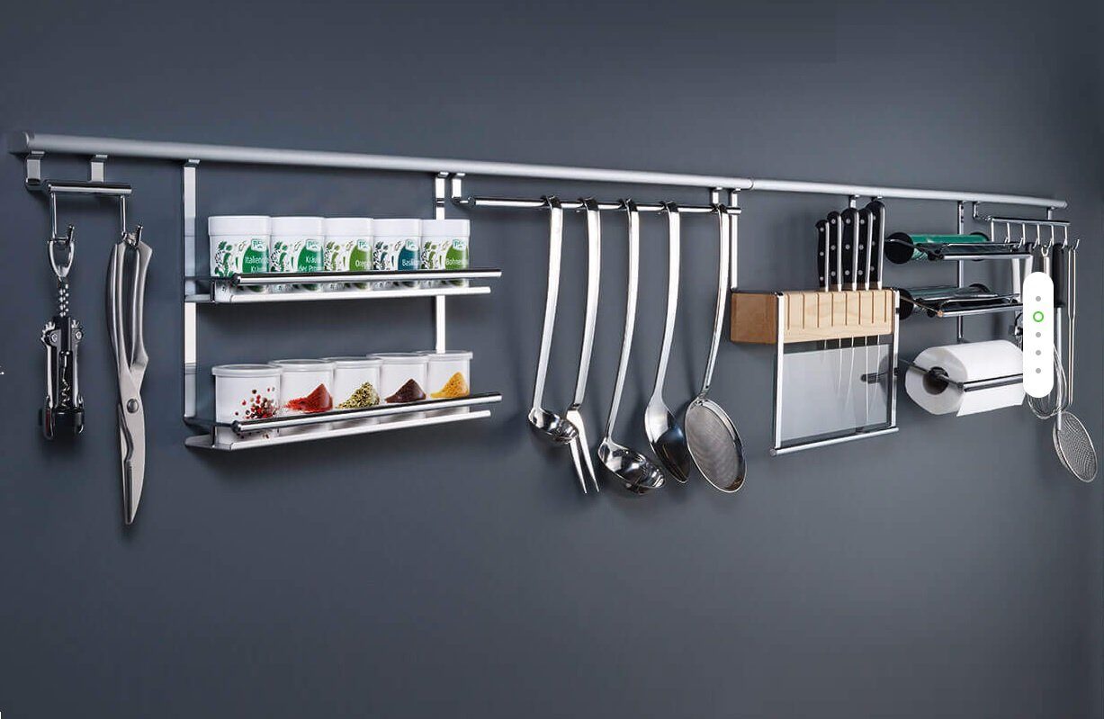 Kesseböhmer Küchenrückwand Linero 2000 Universalablage Edelstahl Optik 440 x 150 x 271 mm