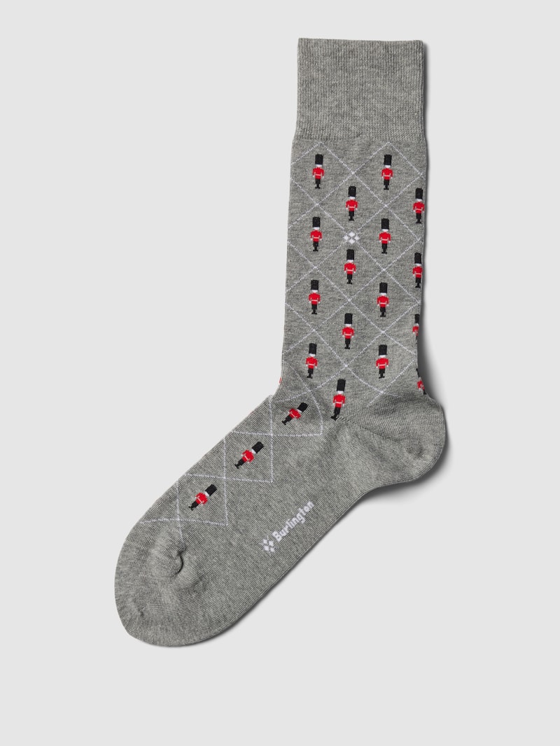 Socken mit Allover-Muster in mittelgrau