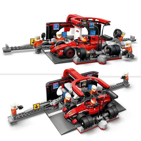 LEGO City 60443 F1 Varikkopysähdys ja varikkohenkilökunta Ferrari-autolla