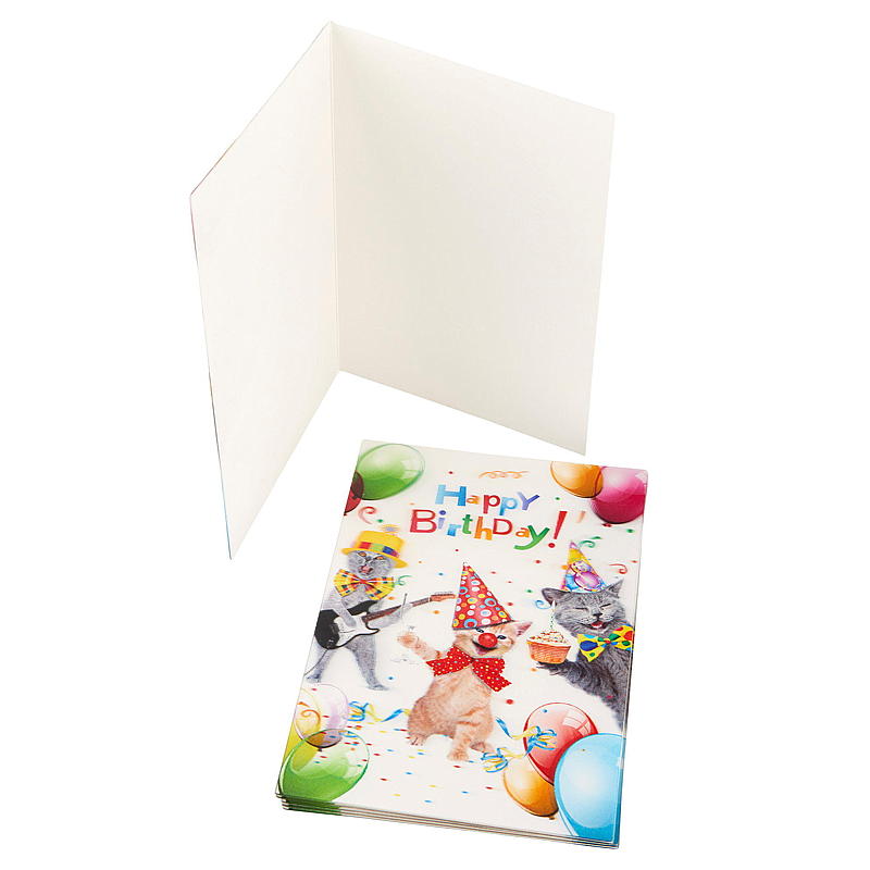 Kort 3D happy birthday, katter